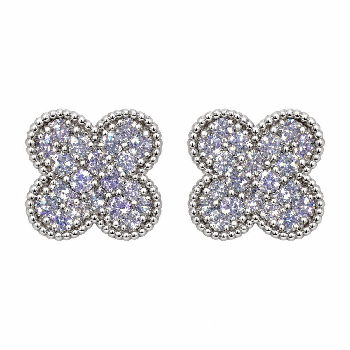 The One silver-tone clover stud earrings, design 12 (CVES12)