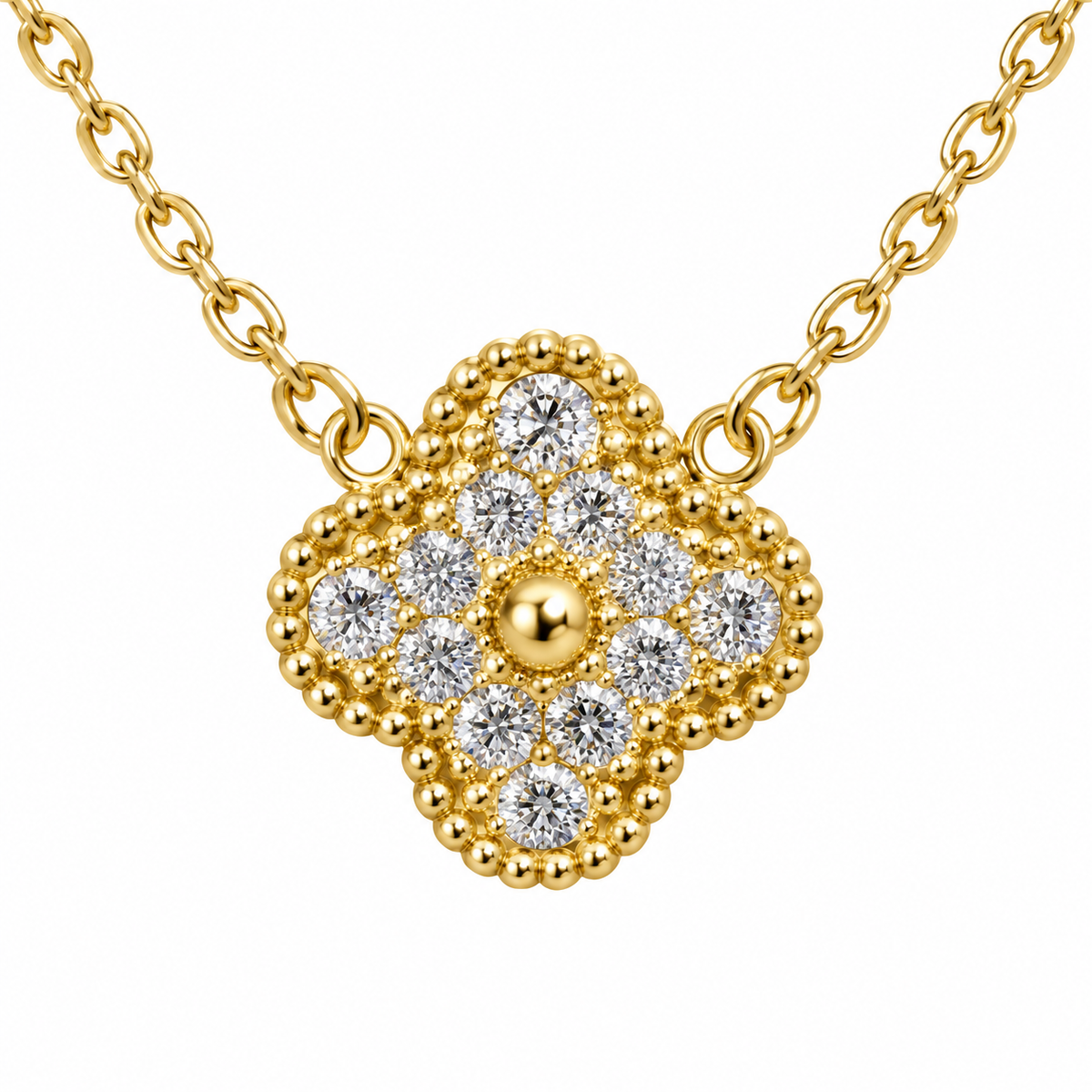 The One gold-tone clover pendant necklace design 01