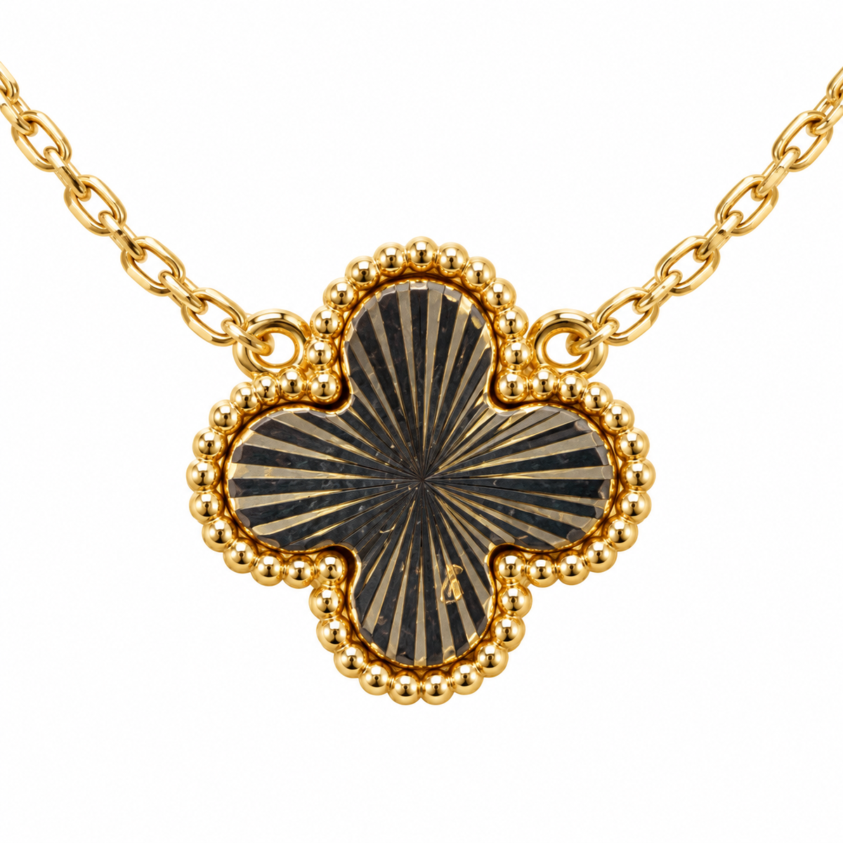 The One gold-tone clover pendant necklace design 02