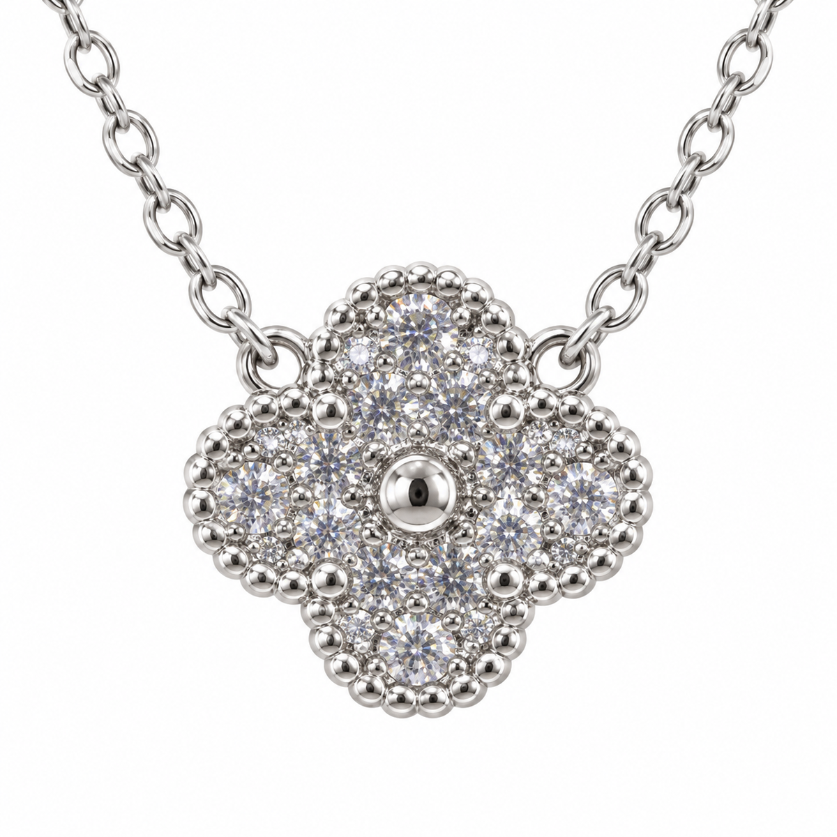 The One silver-tone clover pendant necklace design 01