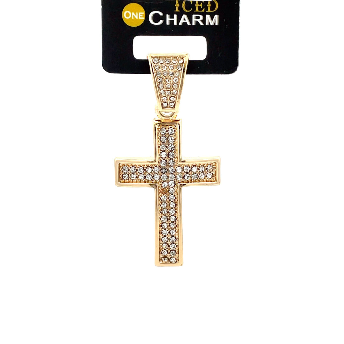 The One Cross gold-tone iced charm, 1.2 inch, ICCM01