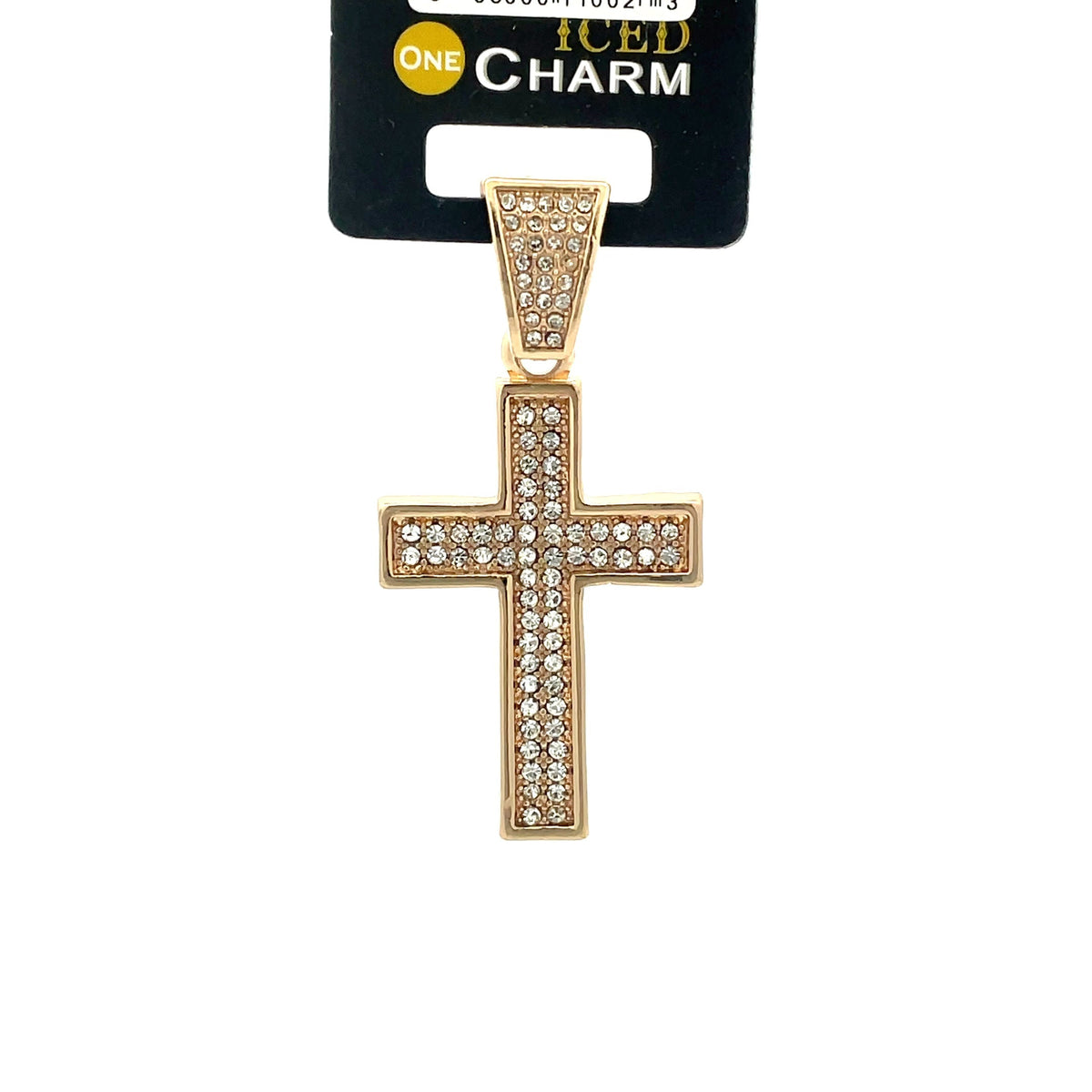 The One Cross (Flat) gold-tone iced charm, 1.2 inch, ICCM02
