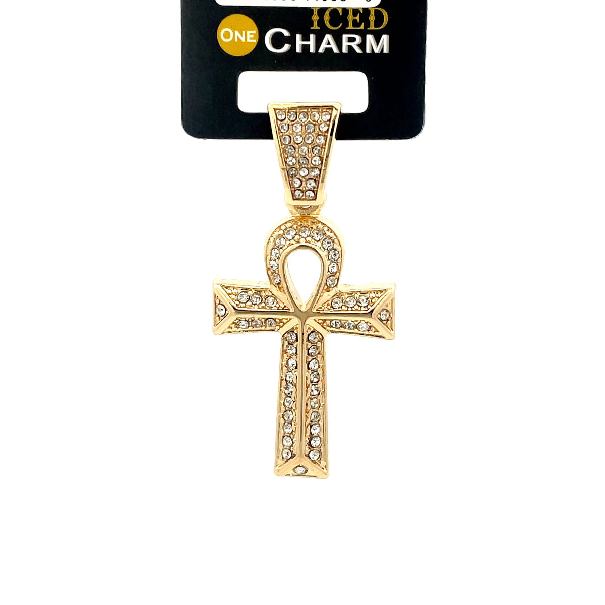 The One Egyptian Ankh gold-tone iced charm, 1.2 inch, ICCM03