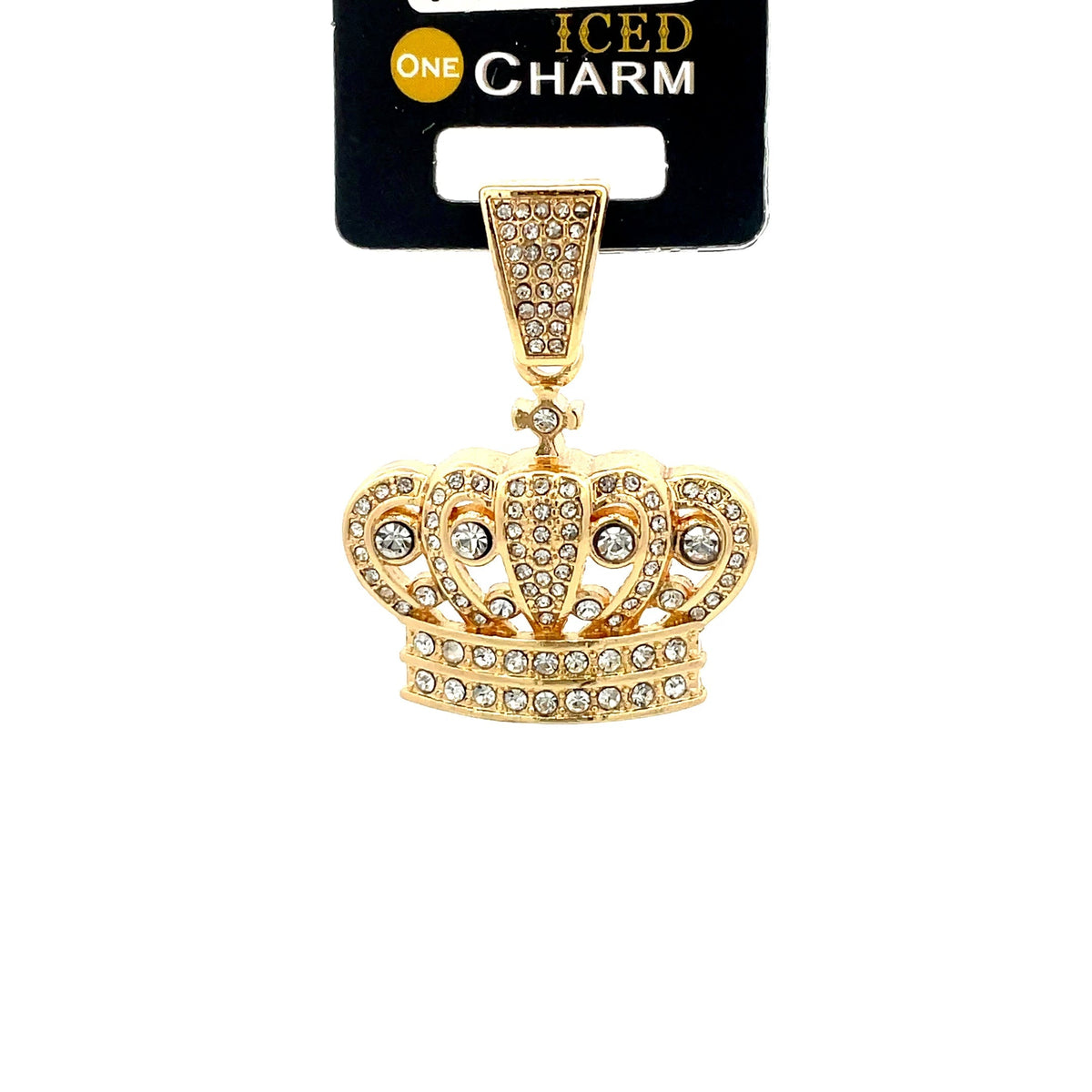 The One Nugget Crown gold-tone iced charm, 1.2 inch, ICCM04
