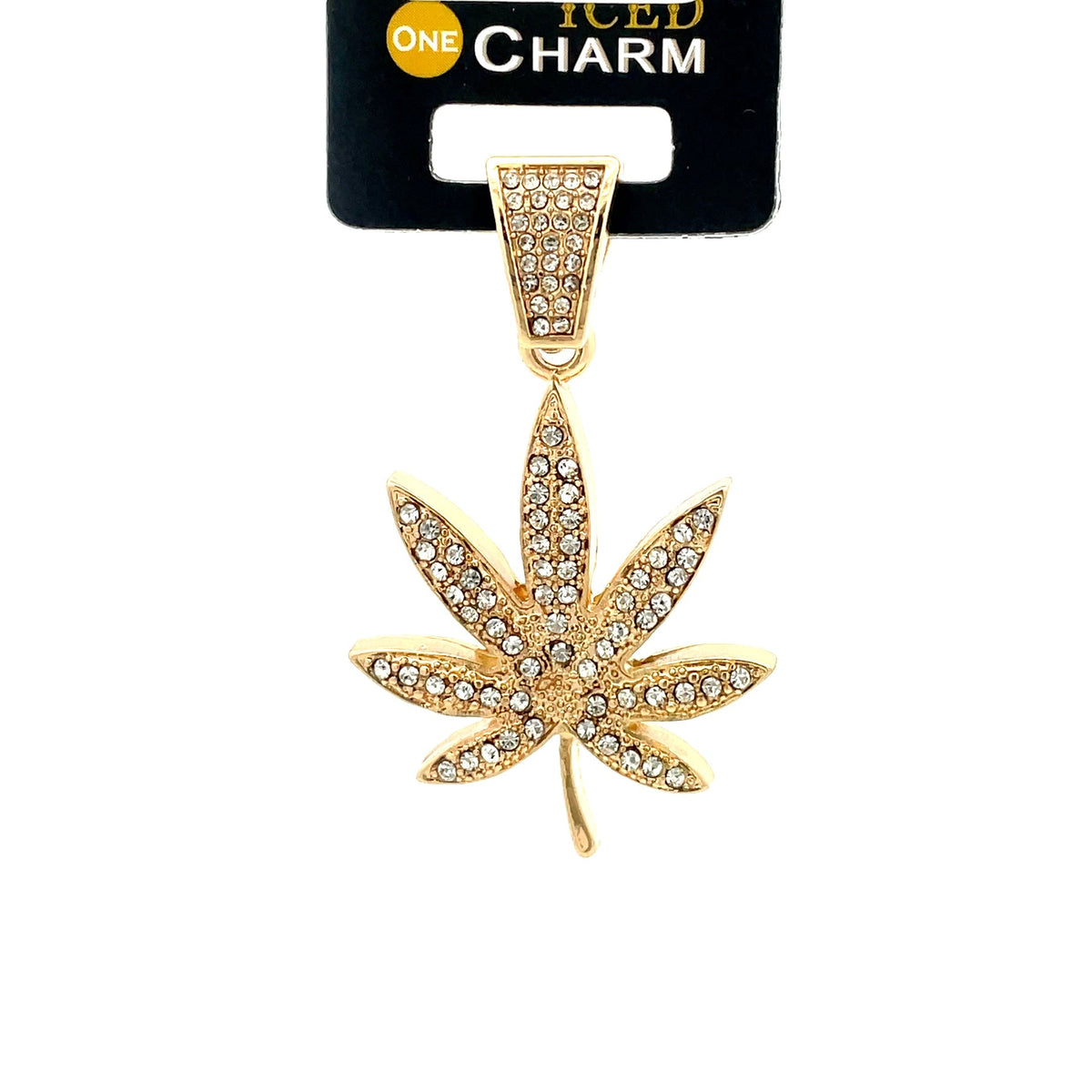 The One Marijuana Leaf gold-tone iced charm, 1.2 inch, ICCM06