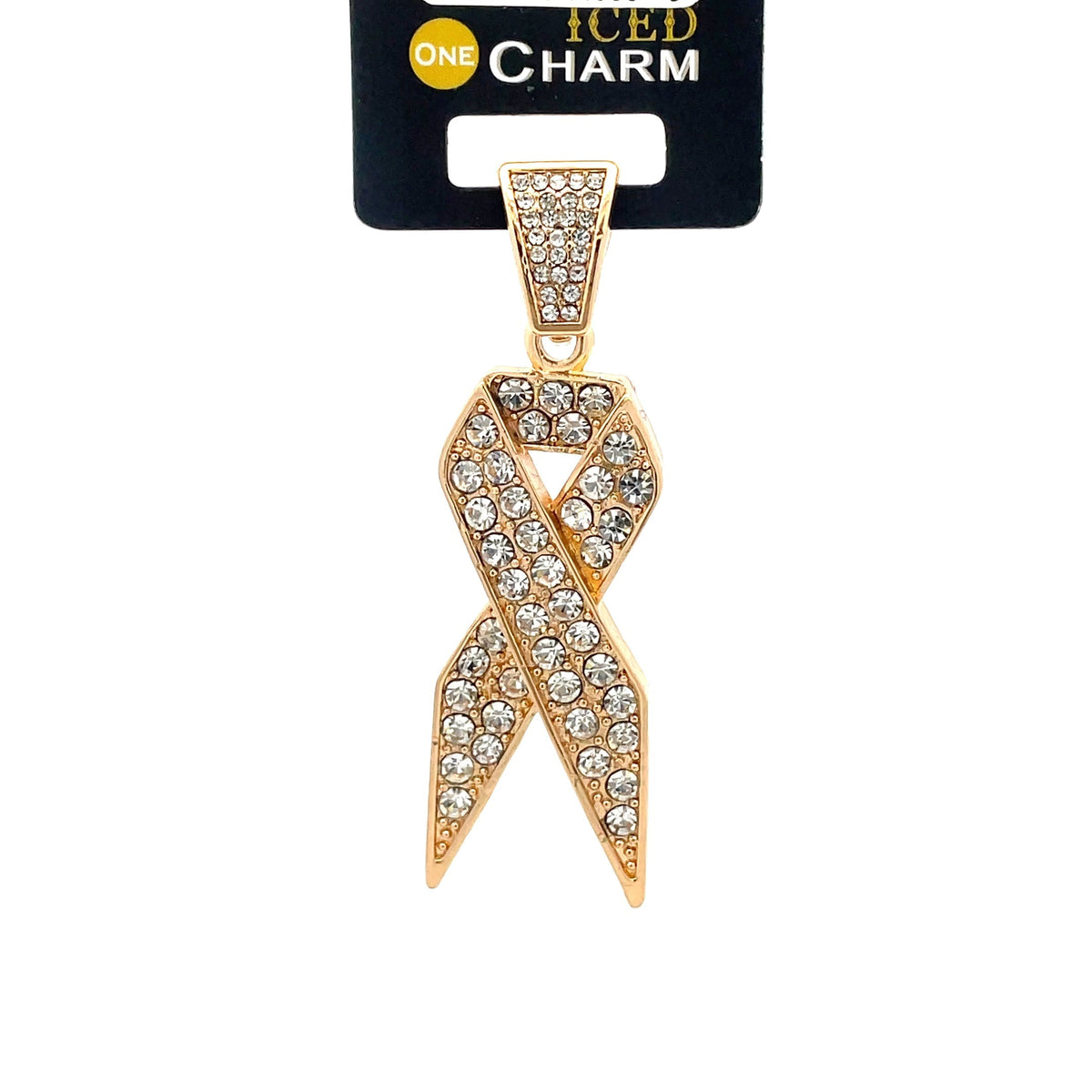 The One Ribbon gold-tone iced charm, 1.5 inch, ICCM08