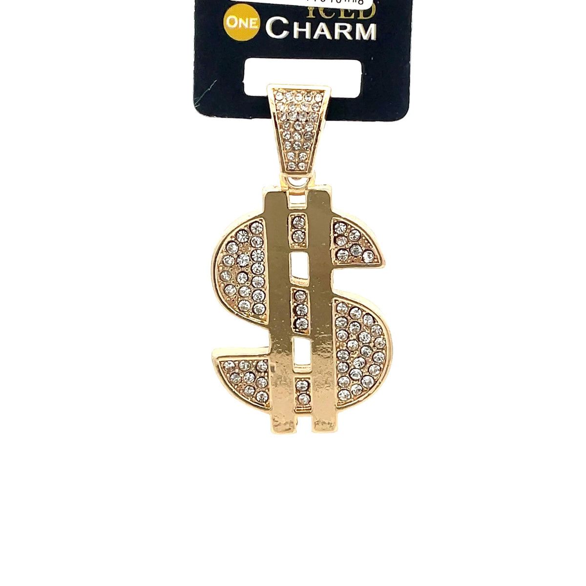 The One Money gold-tone iced charm, 1.5 inch, ICCM10