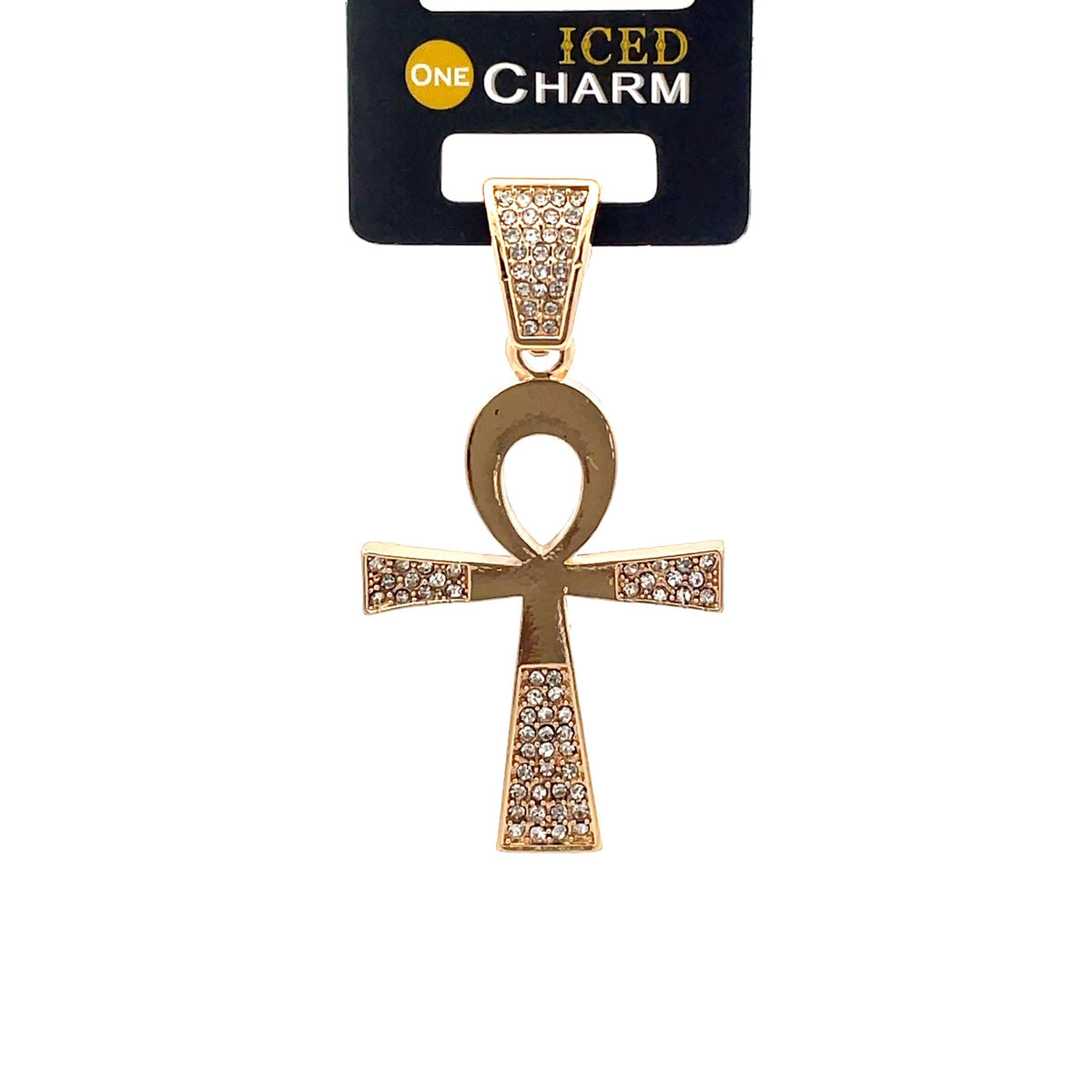 The One Egyptian Ankh gold-tone iced charm, 1.5 inch, ICCM11