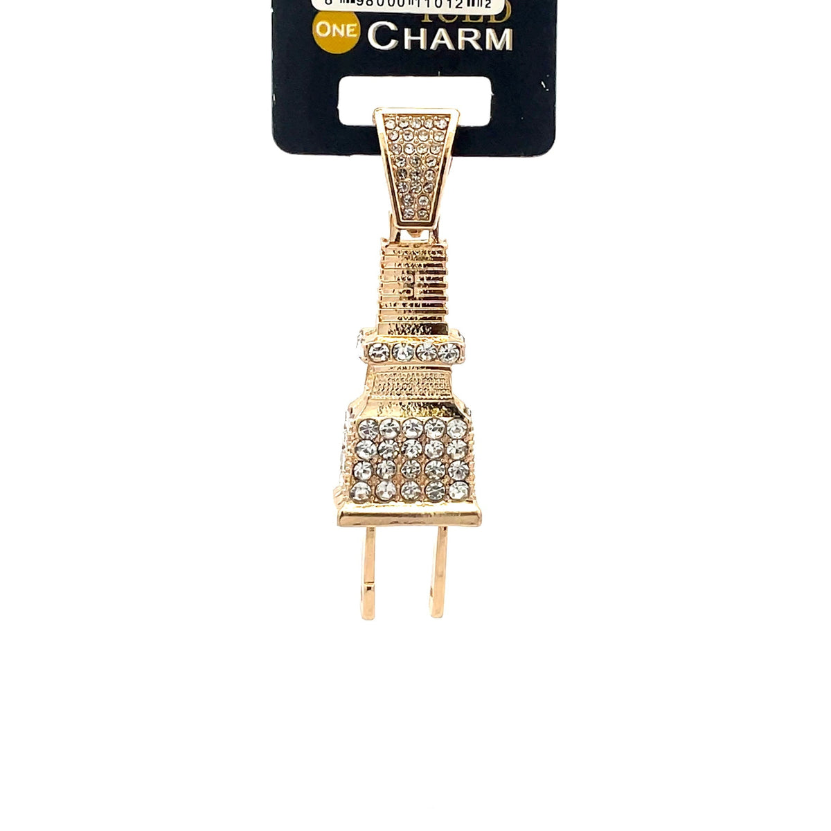 The One Plug Outlet gold-tone iced charm, 1.5 inch, ICCM12