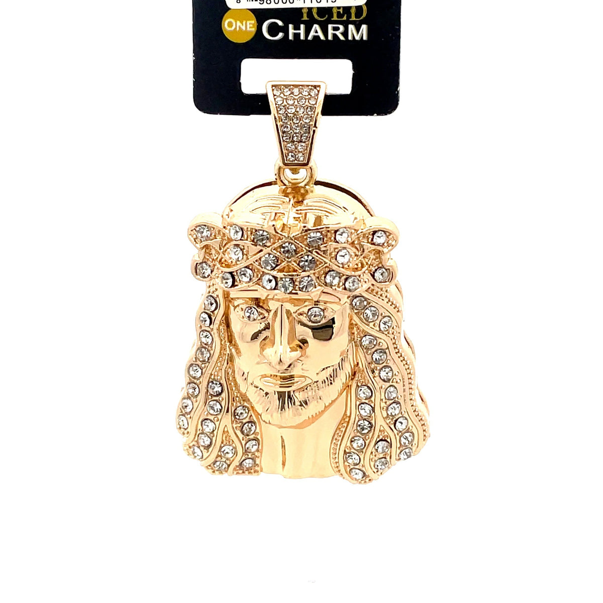 The One Jesus gold-tone iced charm, 2 inch, ICCM19