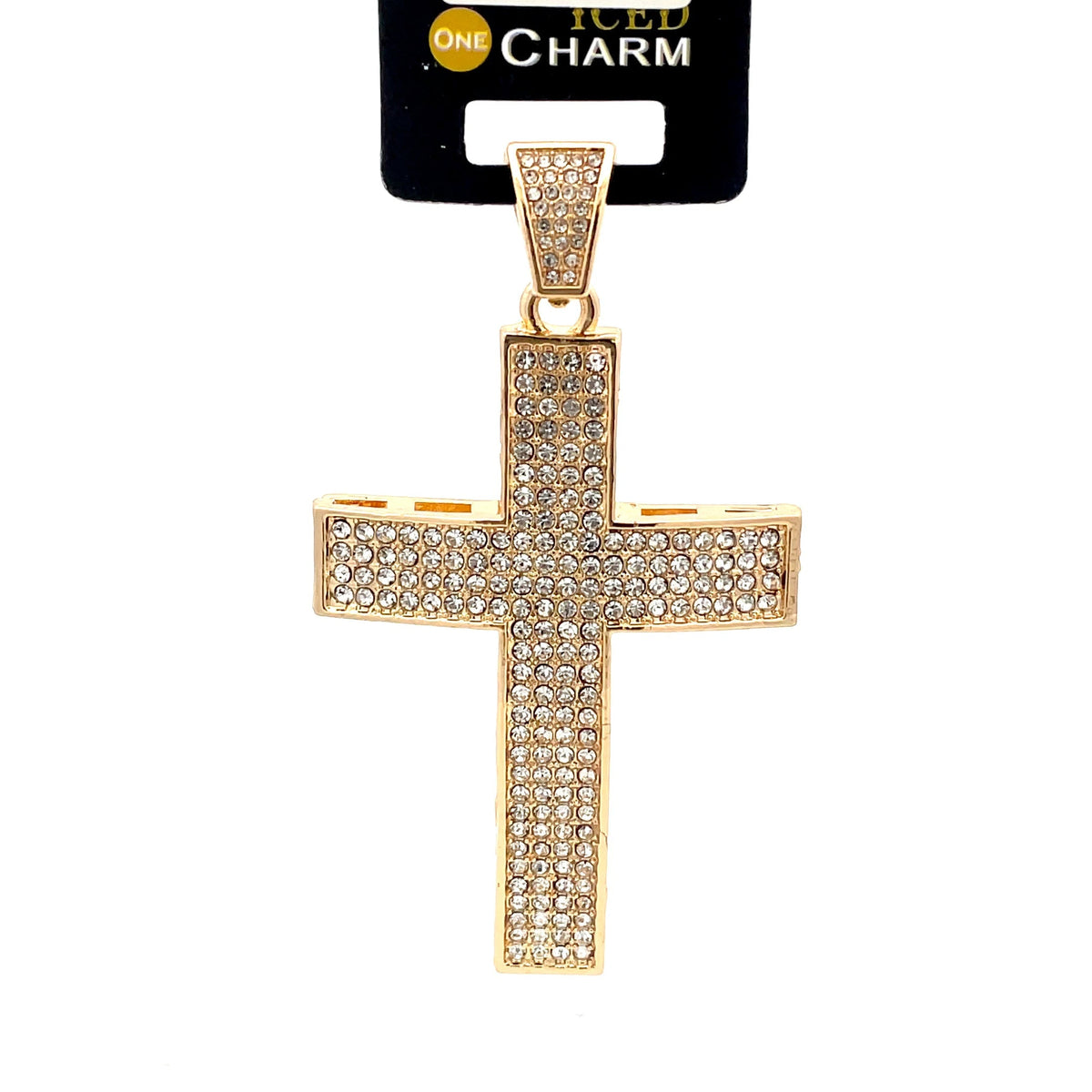 The One Cross gold-tone iced charm, 2 inch, ICCM20