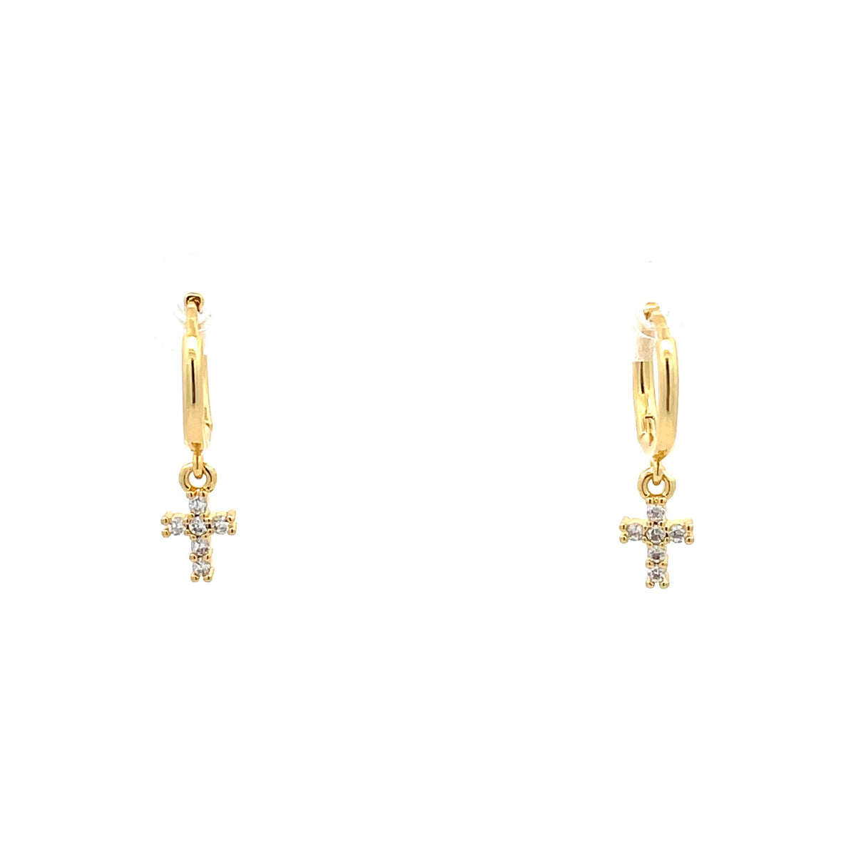 The One Jewelry gold-tone cross charm huggie earrings OHG16