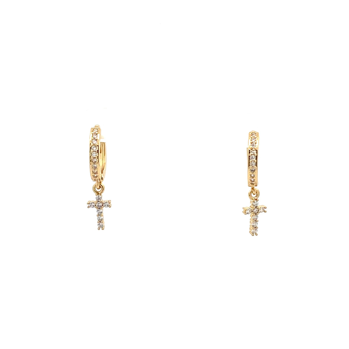 The One Jewelry gold-tone stone cross charm huggie earrings OHG17