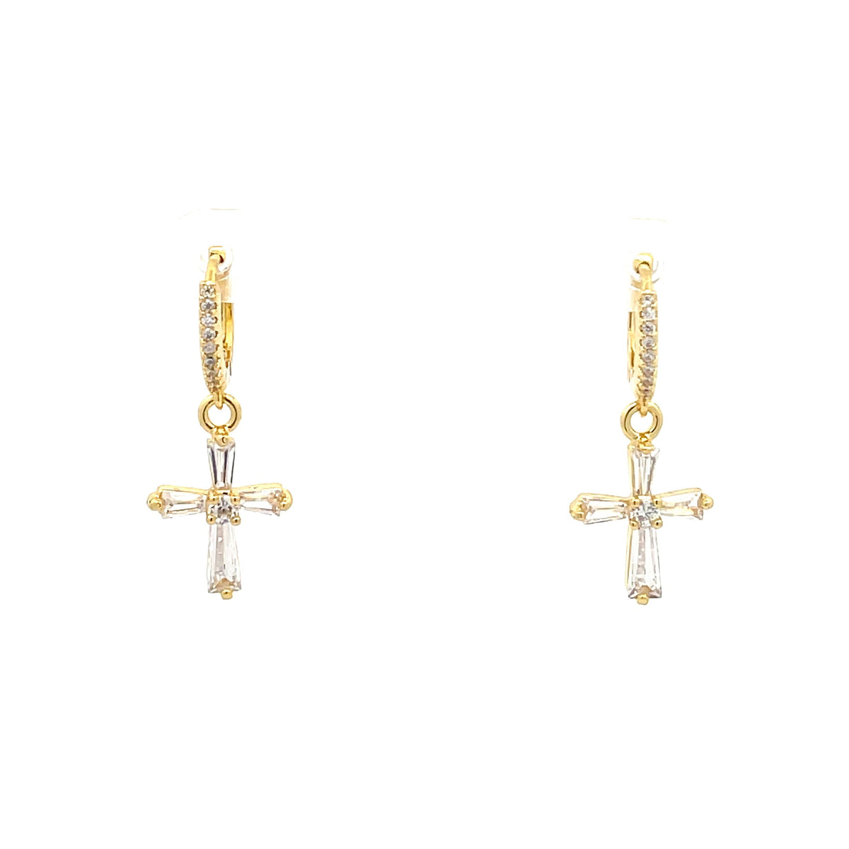 The One Jewelry gold-tone stone cross charm huggie earrings OHG2