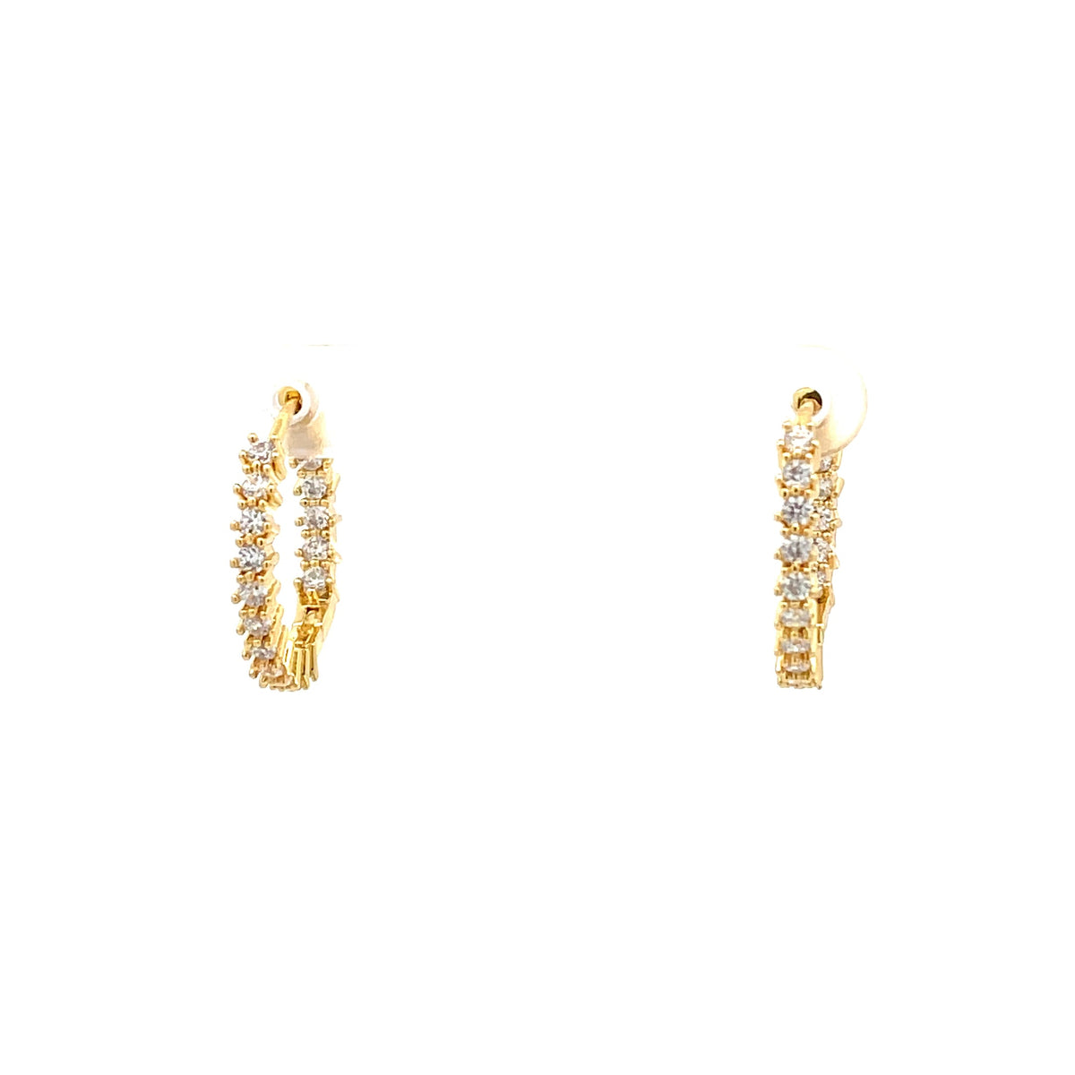 The One Jewelry gold-tone double row stone hoop huggie earrings OHG8