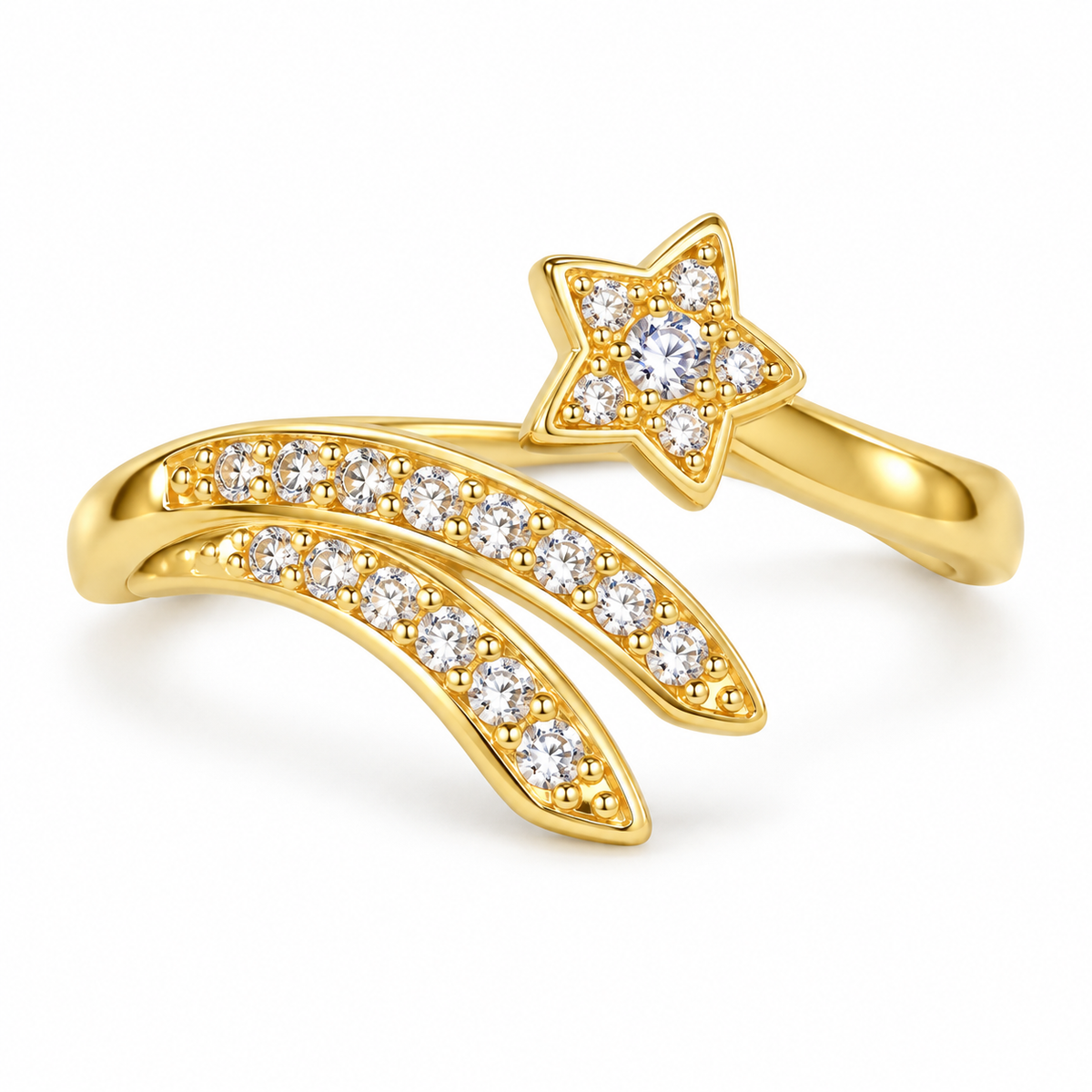 The One R01 gold-tone shooting star adjustable ring
