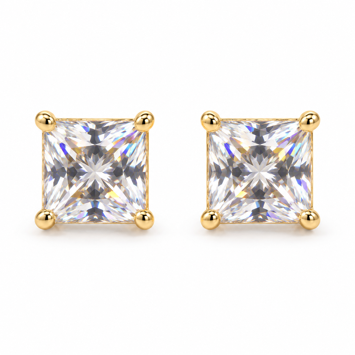 The One SQG10 gold-tone cubic zirconia stud earrings, one pair