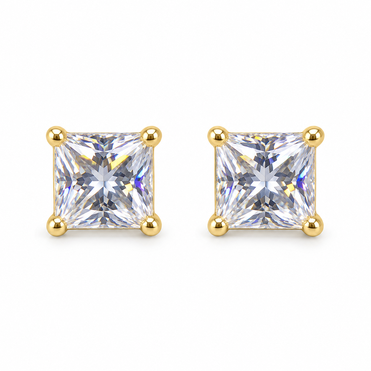 The One SQG11 gold-tone cubic zirconia stud earrings, one pair