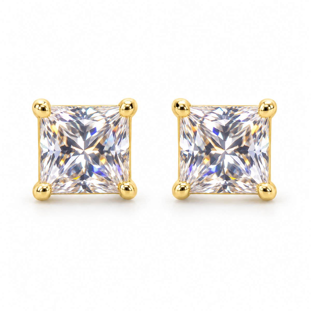 The One SQG8 gold-tone cubic zirconia stud earrings, one pair