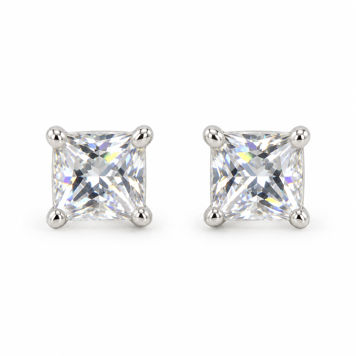 The One SQS43 silver-tone cubic zirconia stud earrings, one pair