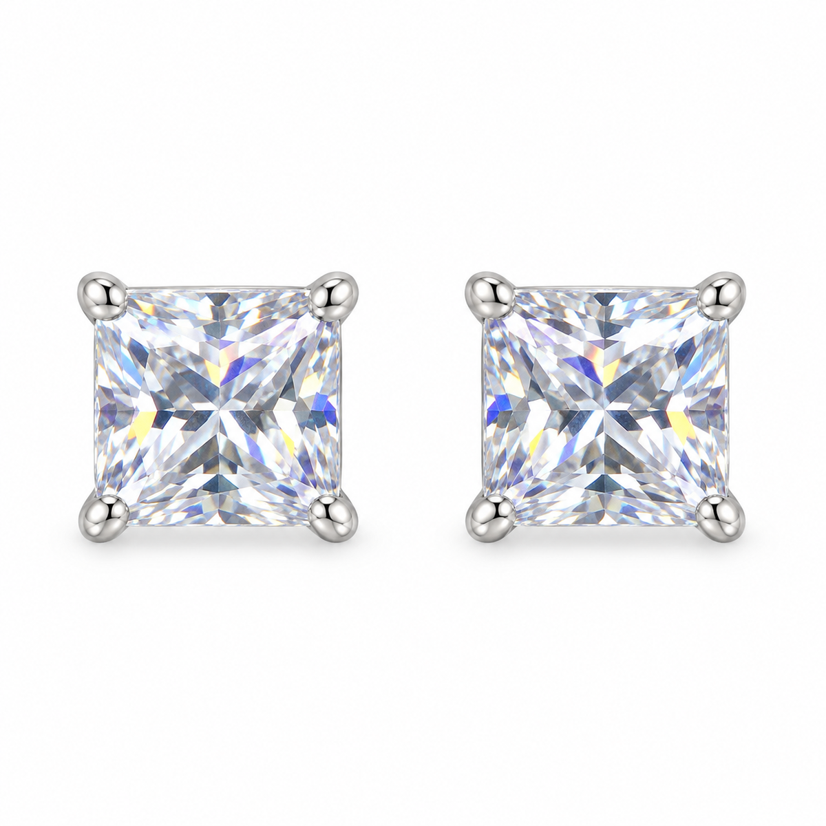 The One SQS44 silver-tone cubic zirconia stud earrings, one pair