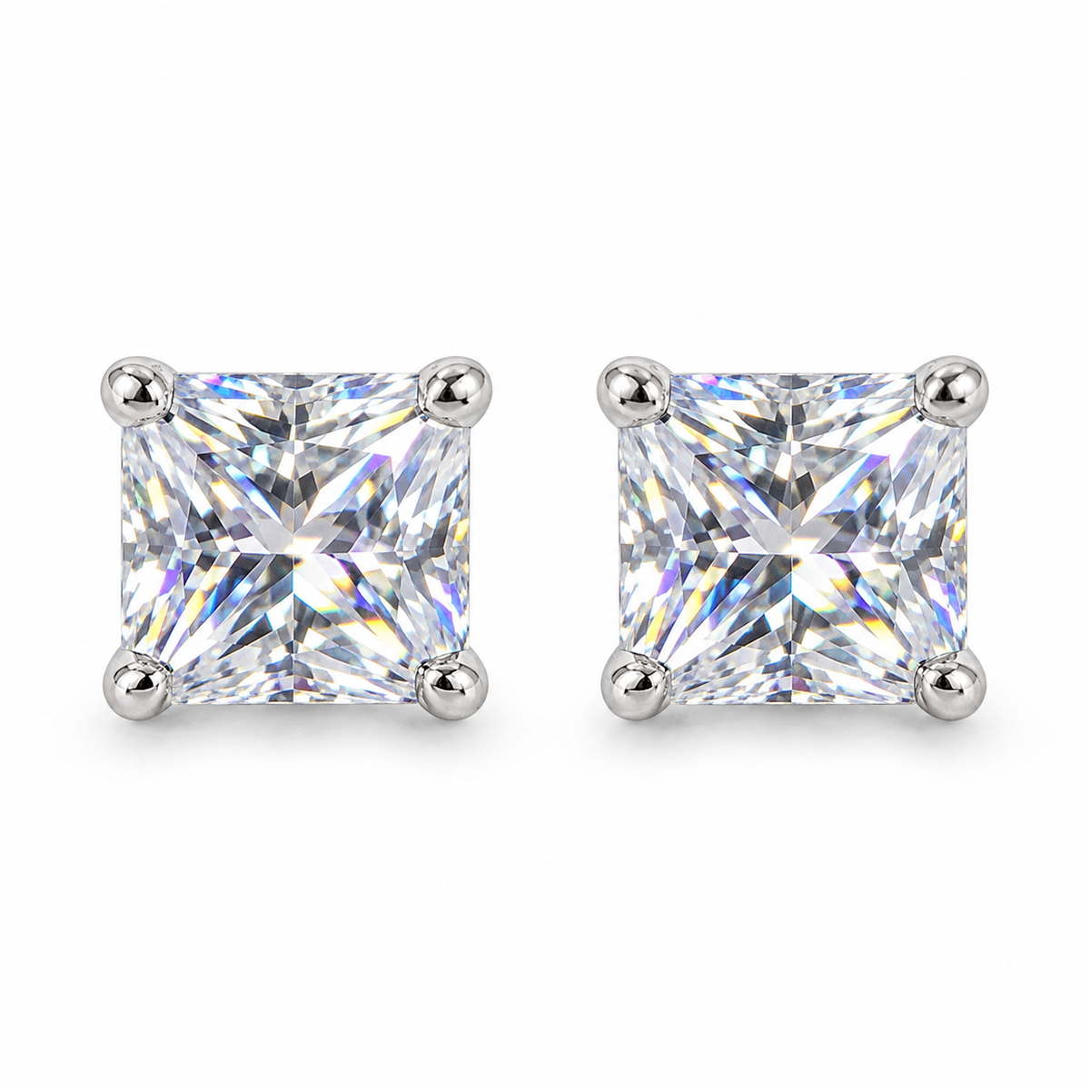 The One SQS45 silver-tone cubic zirconia stud earrings, one pair