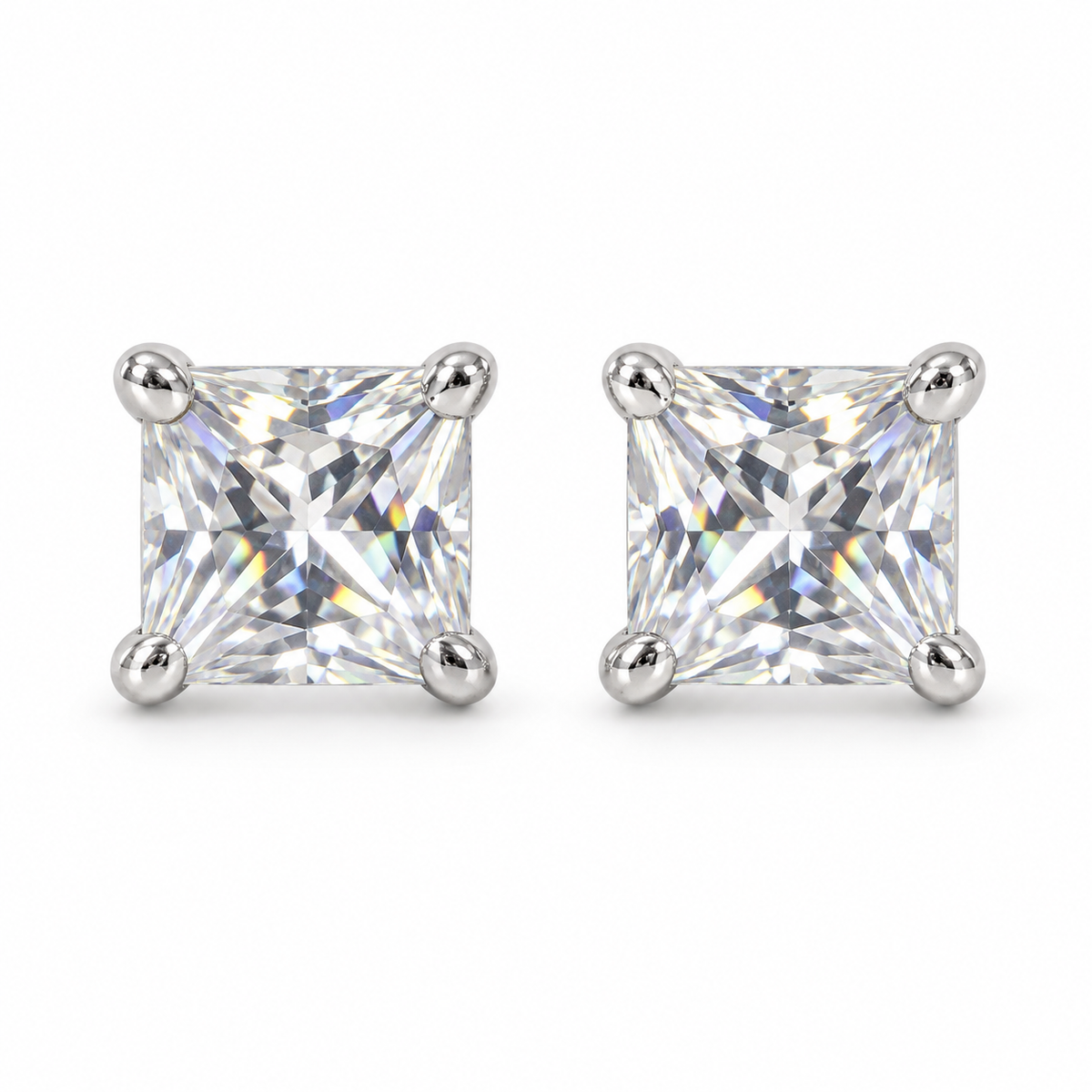 The One SQS46 silver-tone cubic zirconia stud earrings, one pair