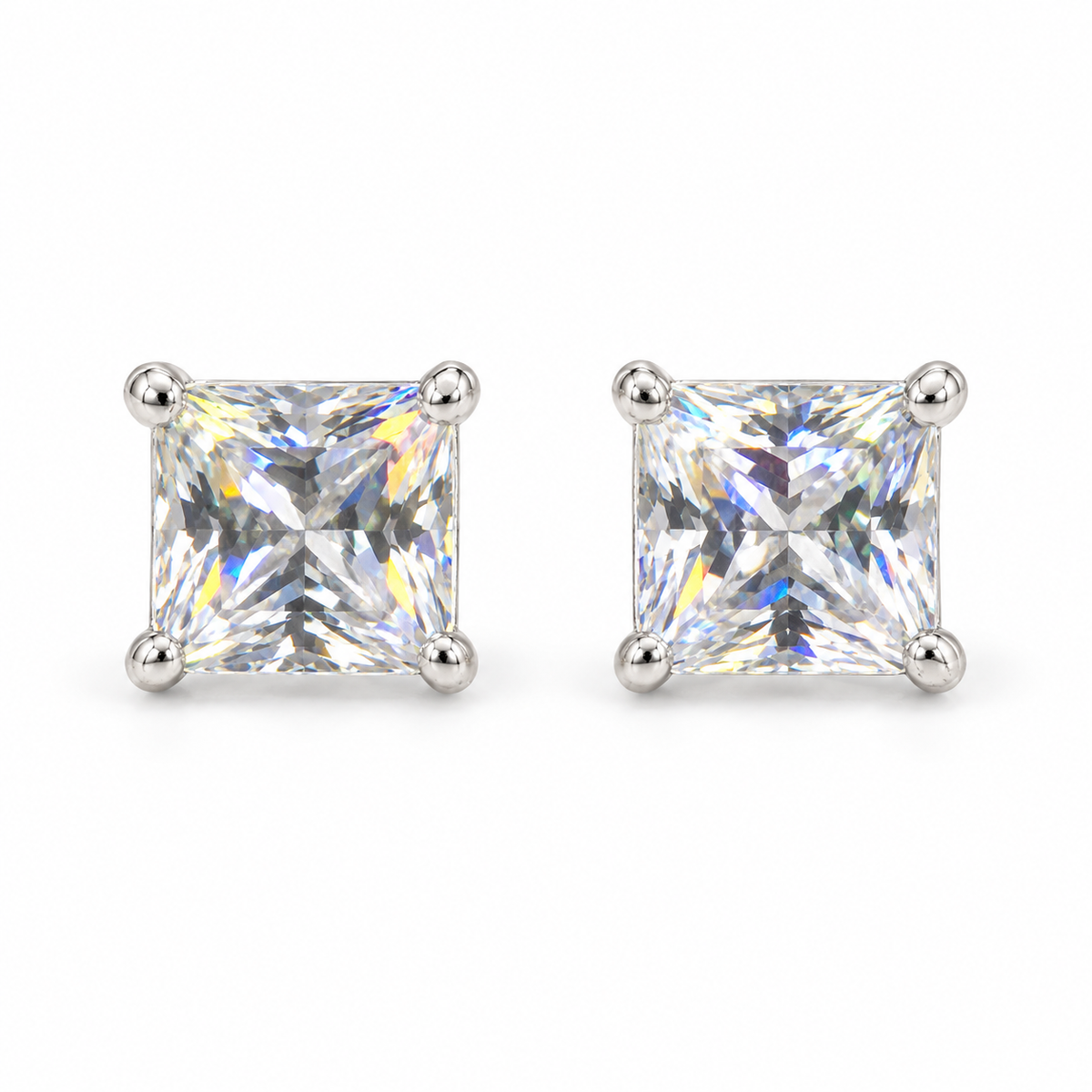 The One SQS47 silver-tone cubic zirconia stud earrings, one pair
