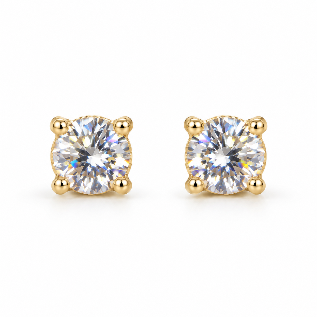 The One SRG1 gold-tone cubic zirconia stud earrings, one pair