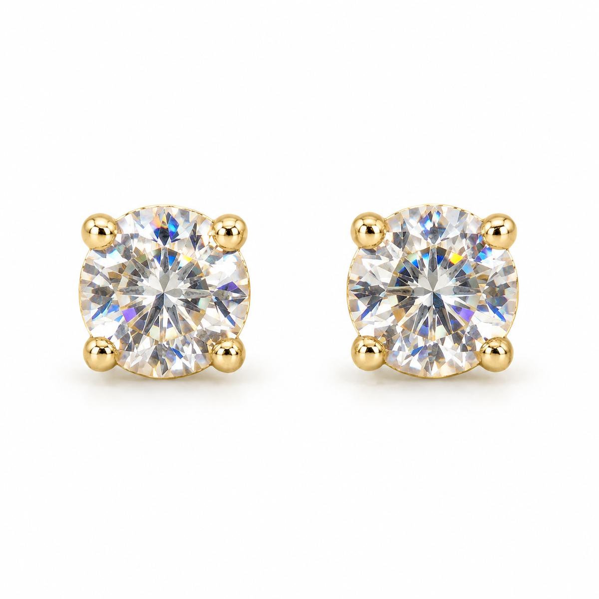 The One SRG3 gold-tone cubic zirconia stud earrings, one pair