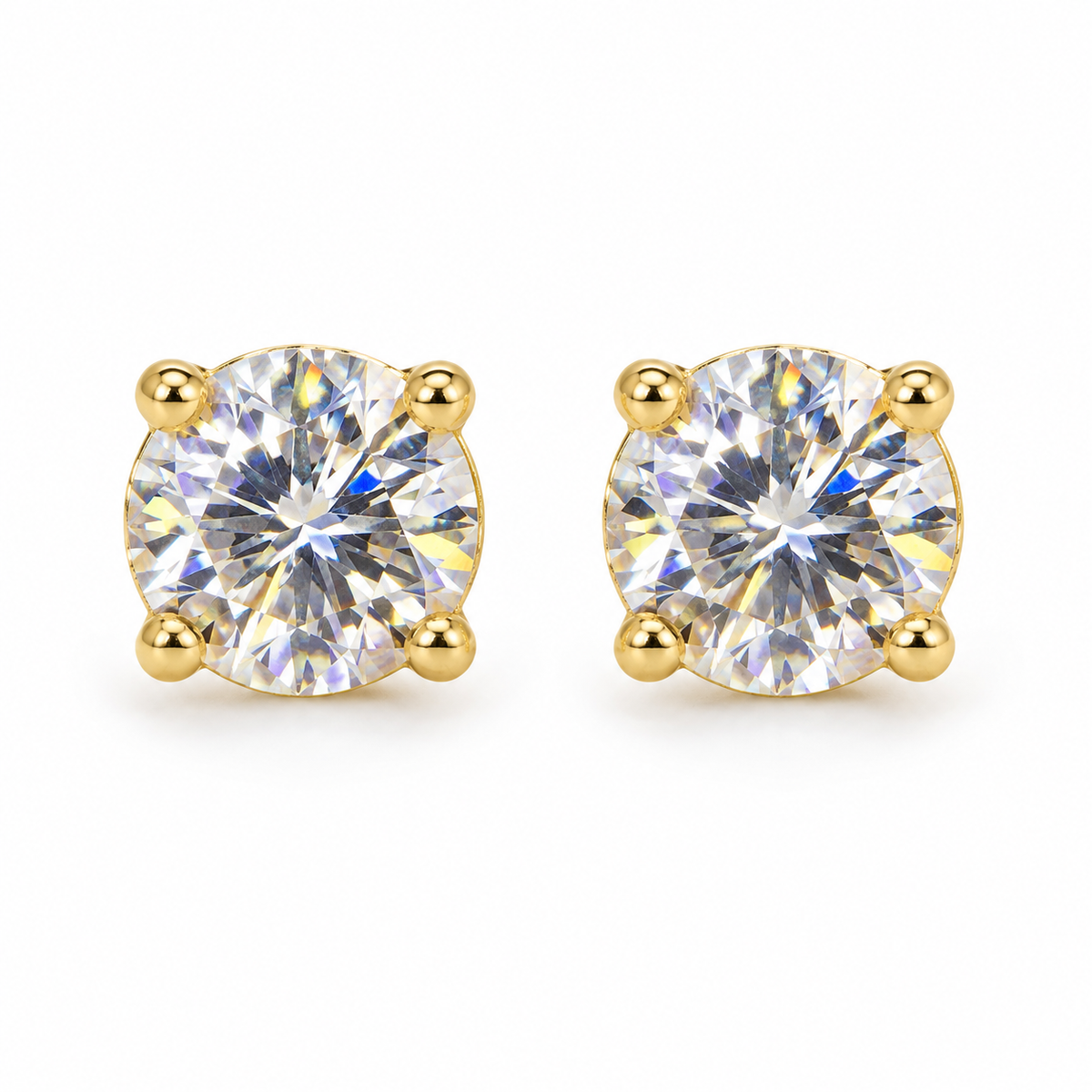 The One SRG4 gold-tone cubic zirconia stud earrings, one pair