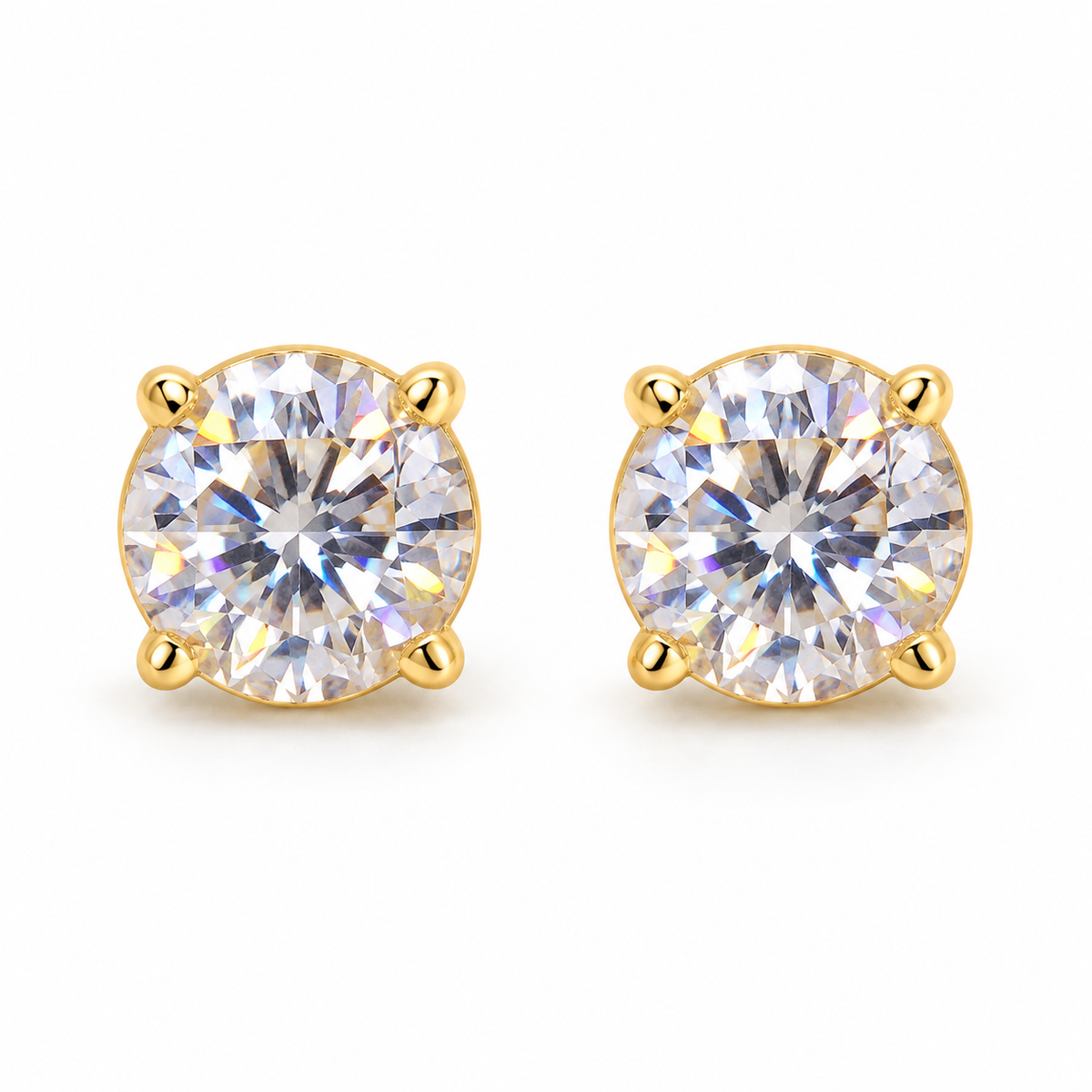 The One SRG6 gold-tone cubic zirconia stud earrings, one pair