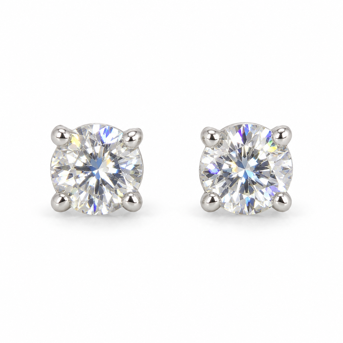 The One SRS37 silver-tone cubic zirconia stud earrings, one pair