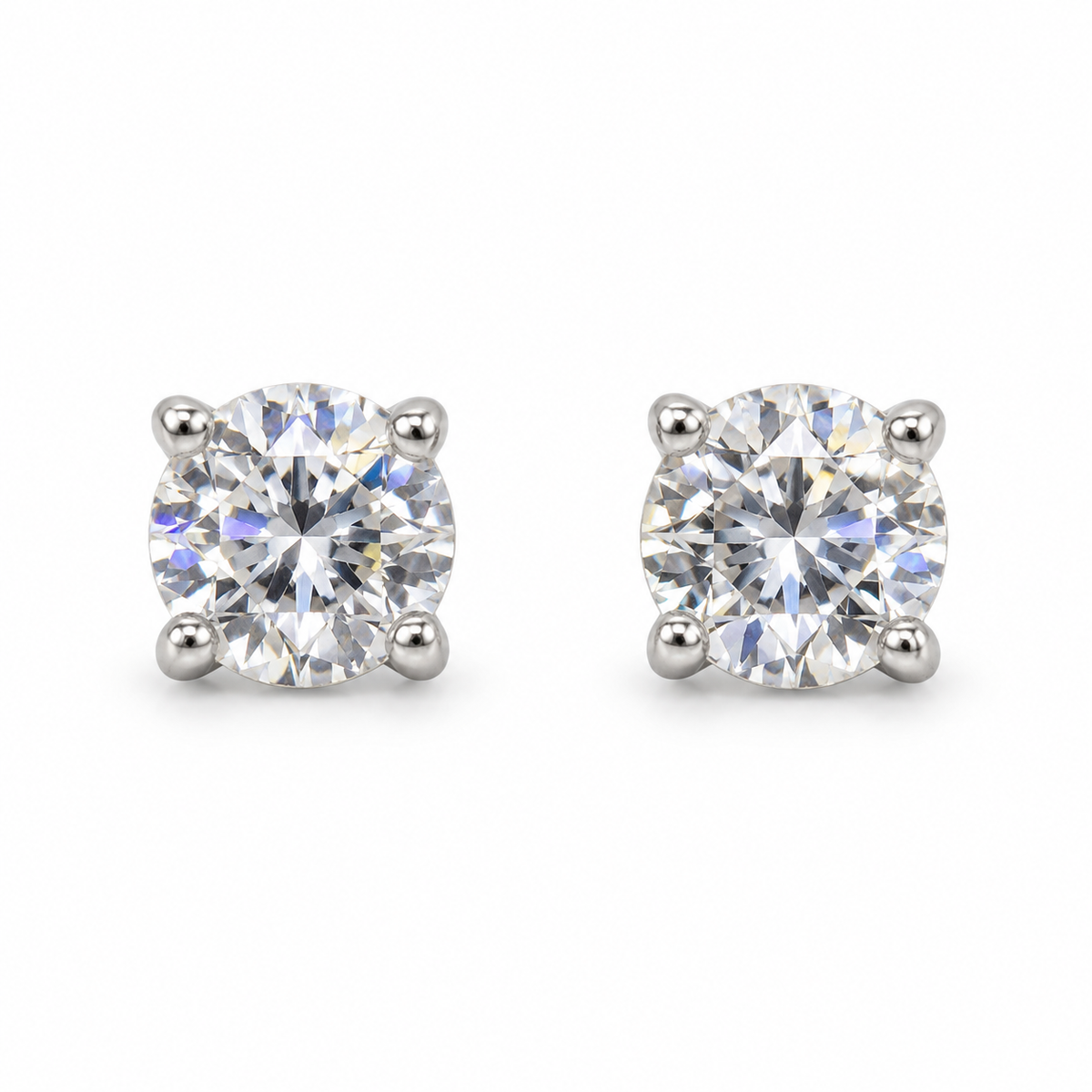 The One SRS39 silver-tone cubic zirconia stud earrings, one pair