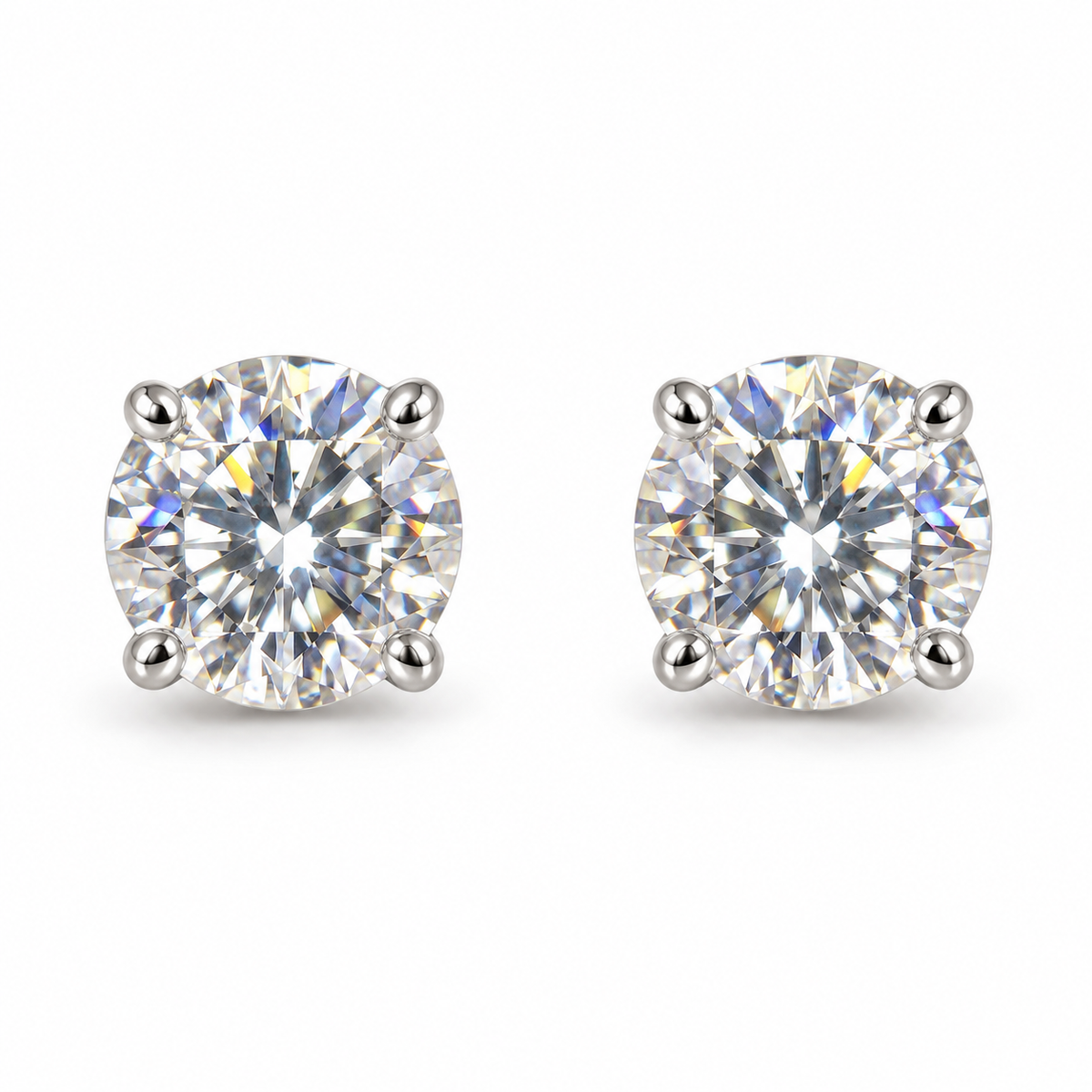 The One SRS40 silver-tone cubic zirconia stud earrings, one pair