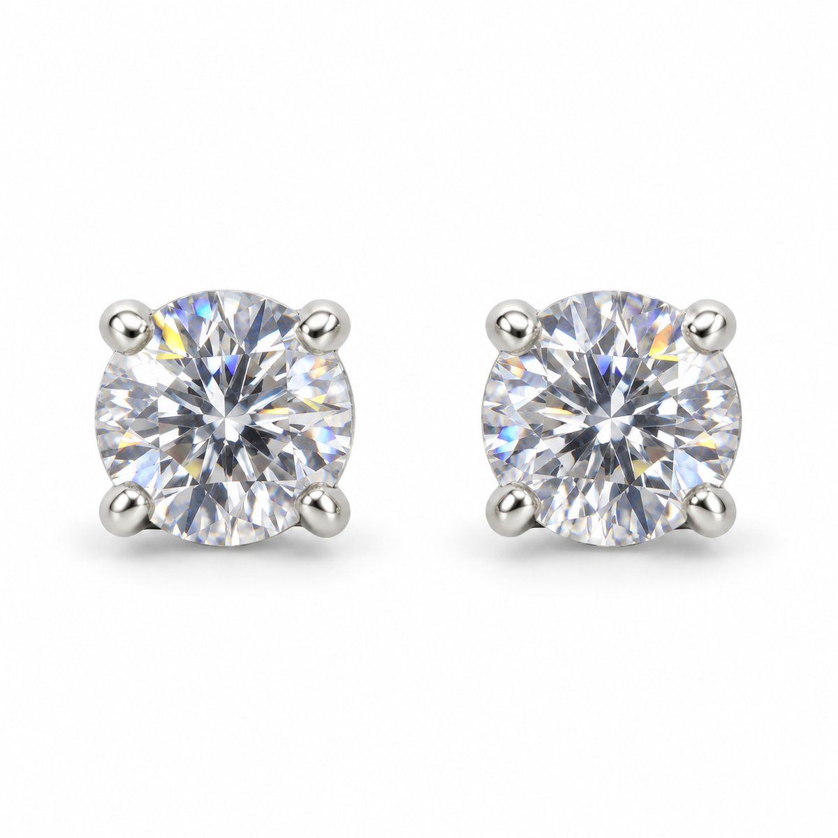 The One SRS41 silver-tone cubic zirconia stud earrings, one pair