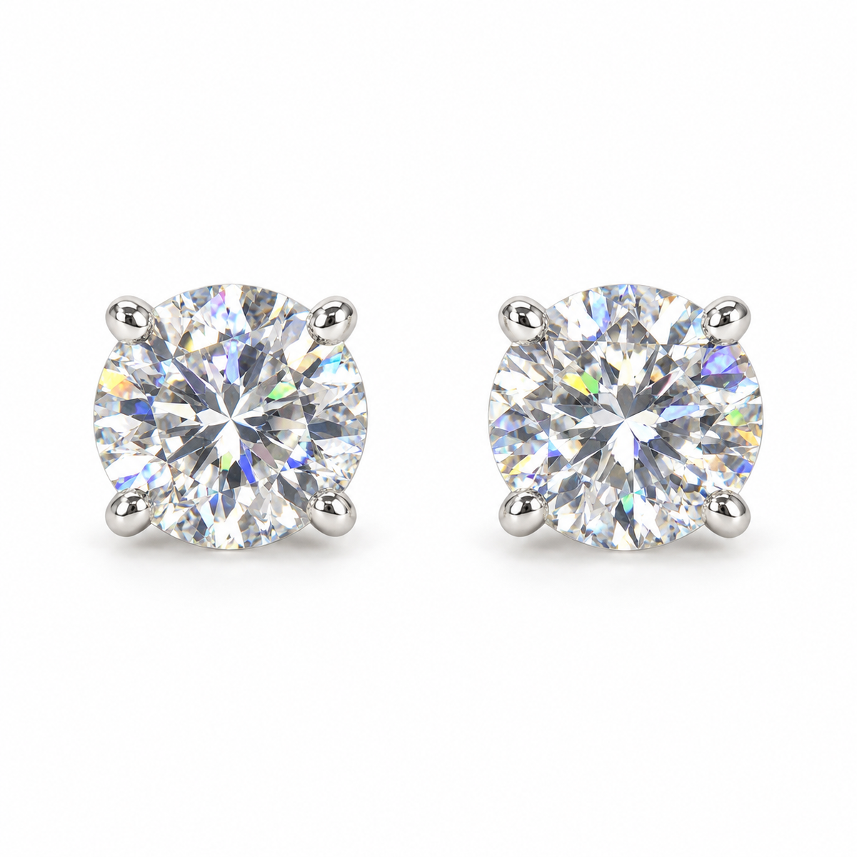 The One SRS42 silver-tone cubic zirconia stud earrings, one pair