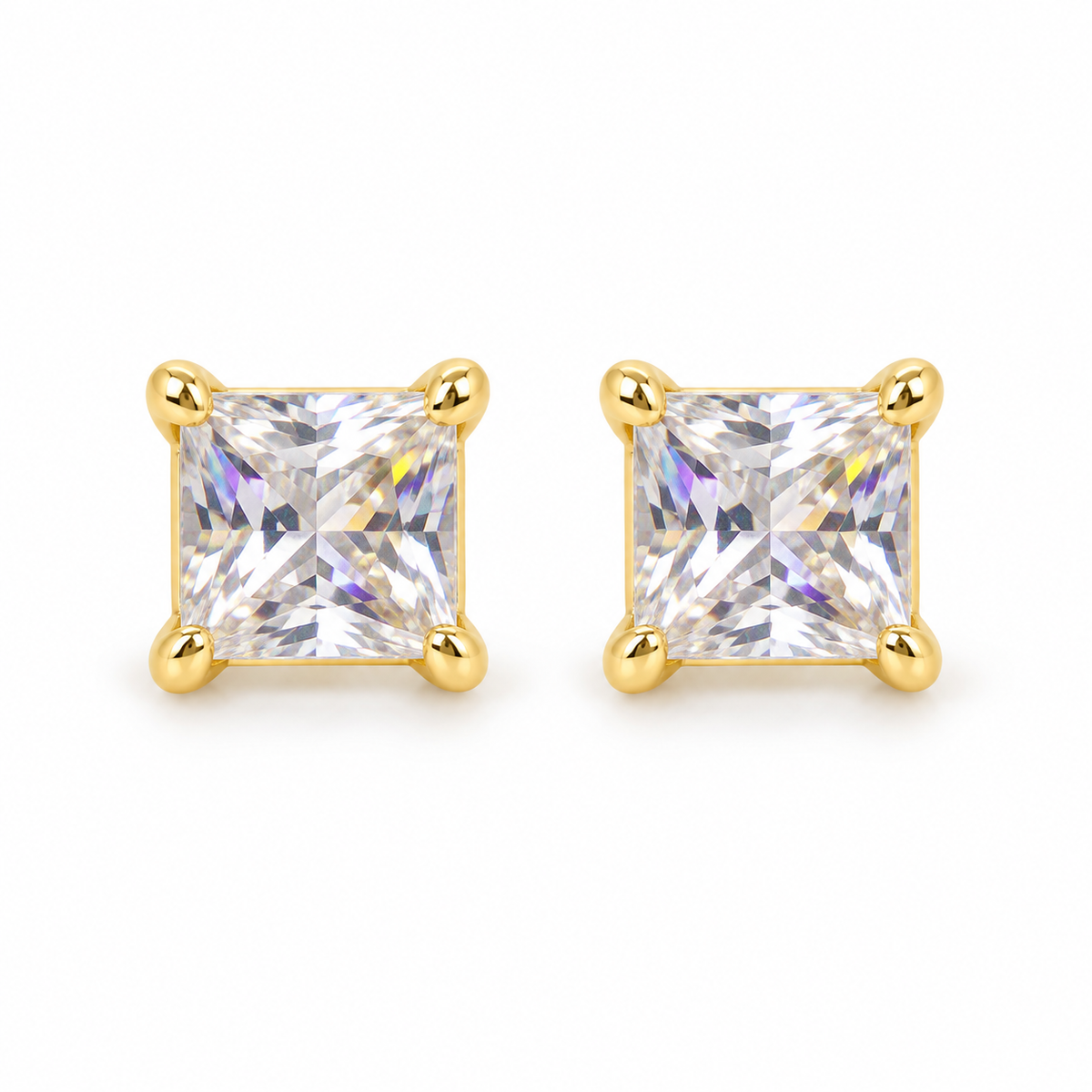 The One VQG19 gold-tone cubic zirconia stud earrings, one pair