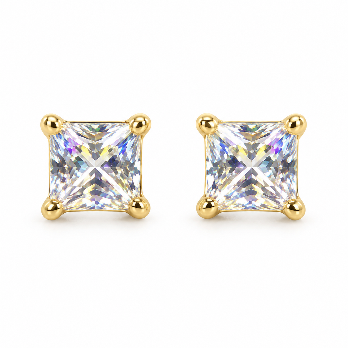 The One VQG20 gold-tone cubic zirconia stud earrings, one pair