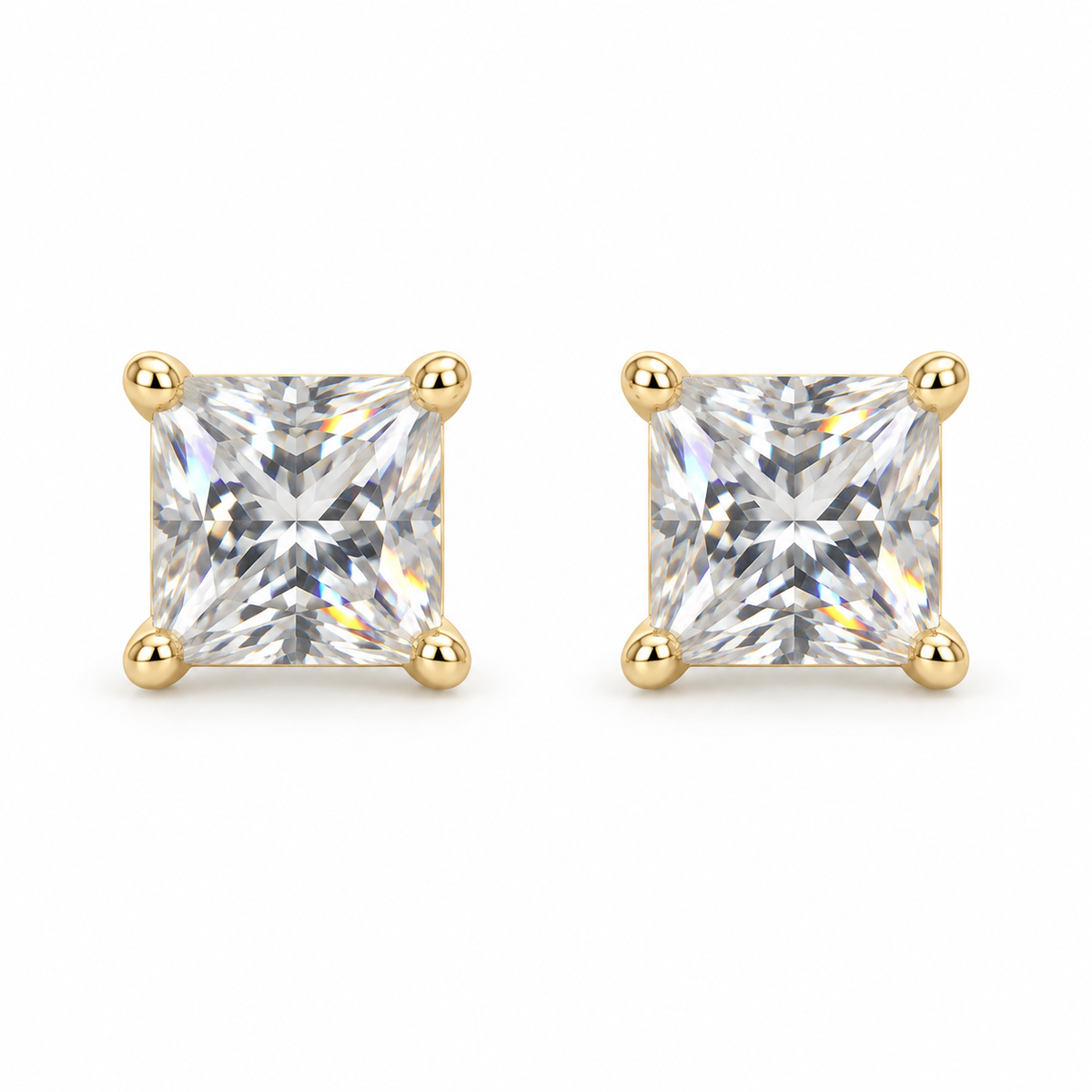 The One VQG21 gold-tone cubic zirconia stud earrings, one pair