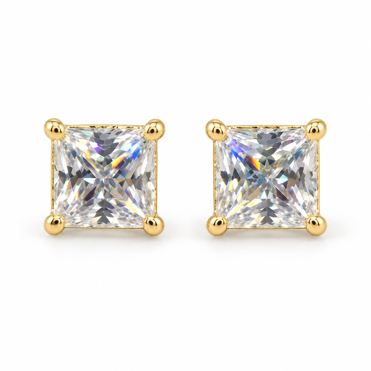 The One VQG23 gold-tone cubic zirconia stud earrings, one pair