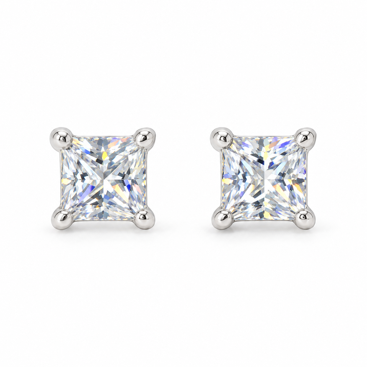 The One VQS55 silver-tone cubic zirconia stud earrings, one pair