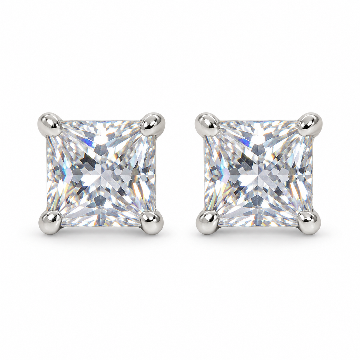 The One VQS56 silver-tone cubic zirconia stud earrings, one pair