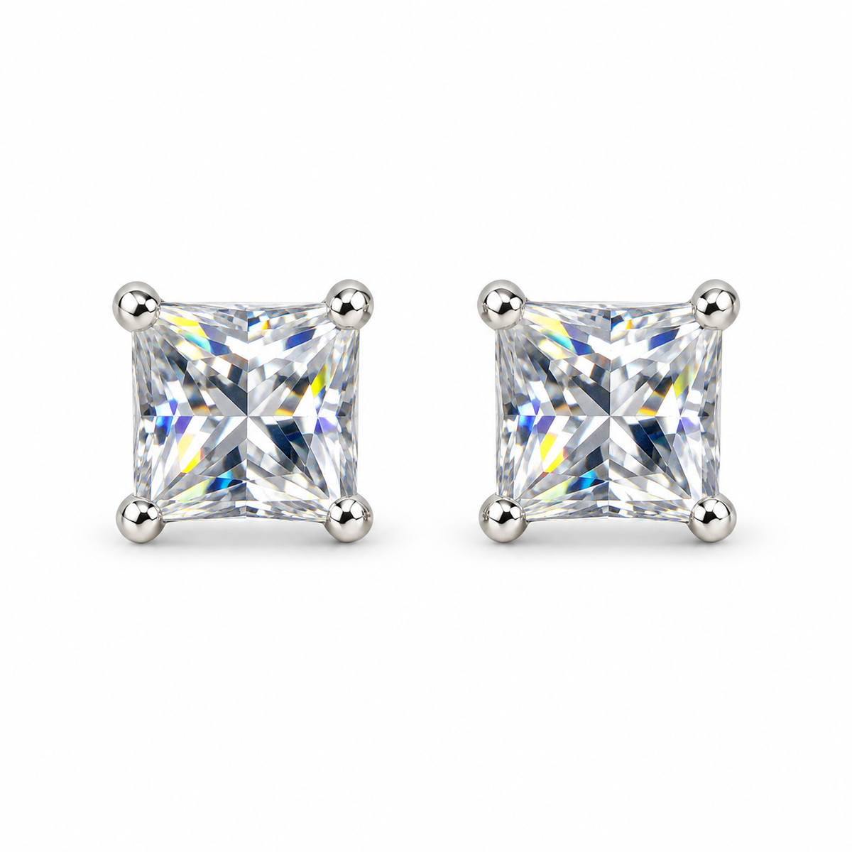 The One VQS57 silver-tone cubic zirconia stud earrings, one pair