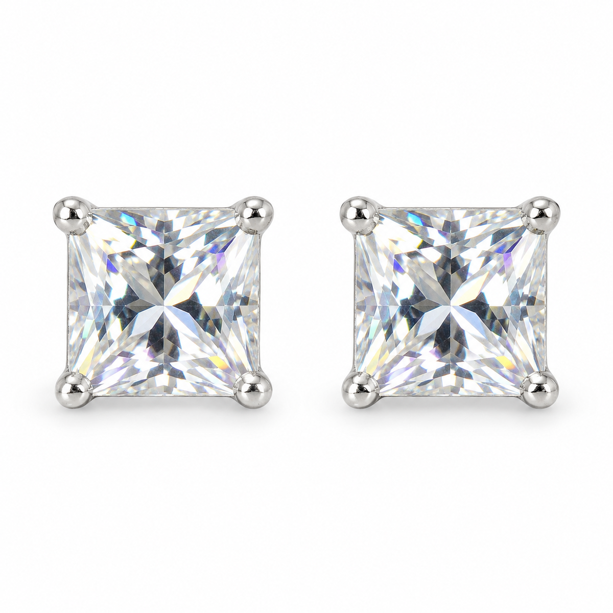 The One VQS59 silver-tone cubic zirconia stud earrings, one pair
