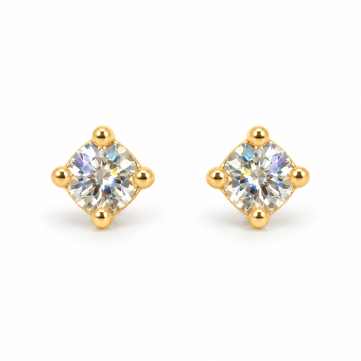 The One VRG13 gold-tone cubic zirconia stud earrings, one pair