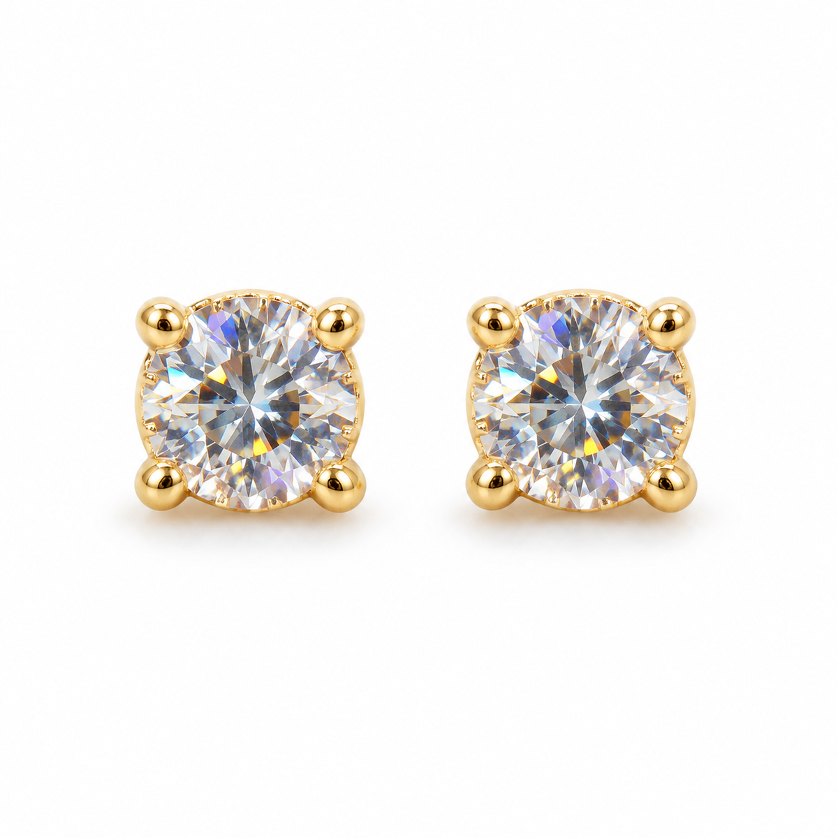 The One VRG15 gold-tone cubic zirconia stud earrings, one pair