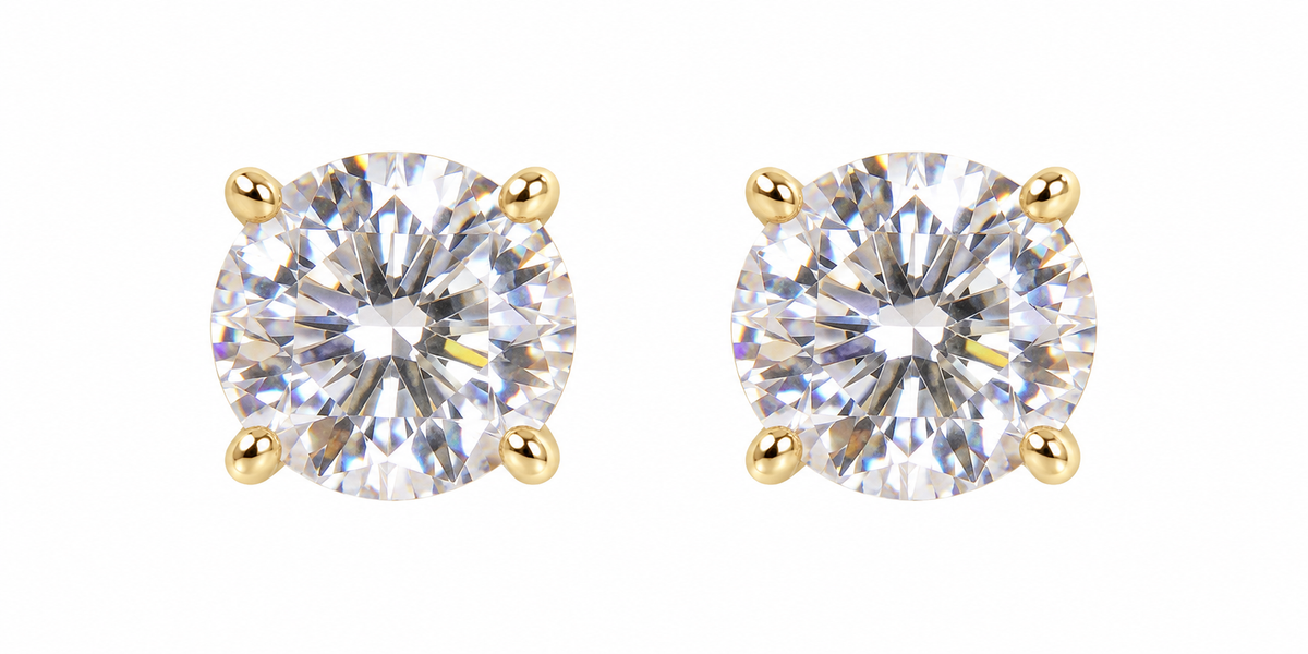 The One VRG18 gold-tone cubic zirconia stud earrings, one pair