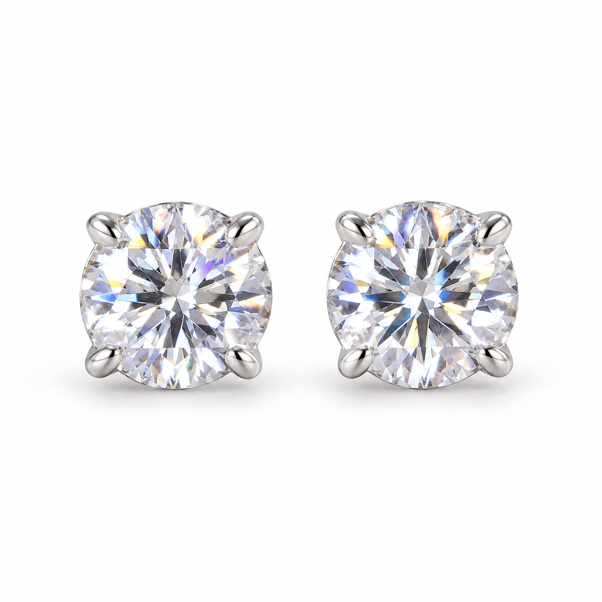 The One VRS49 silver-tone cubic zirconia stud earrings, one pair
