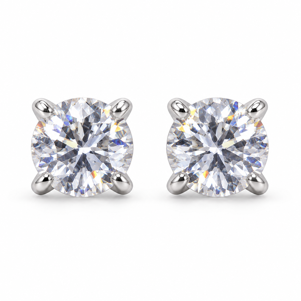 The One VRS50 silver-tone cubic zirconia stud earrings, one pair